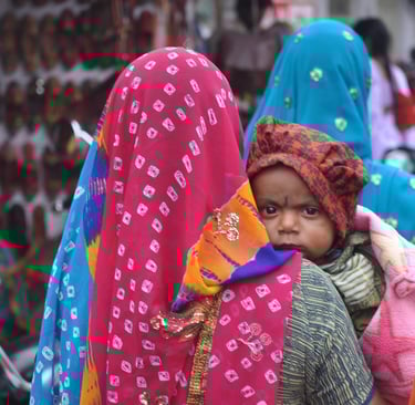 colourful ladies in  Pushkar , Rajasthan, India