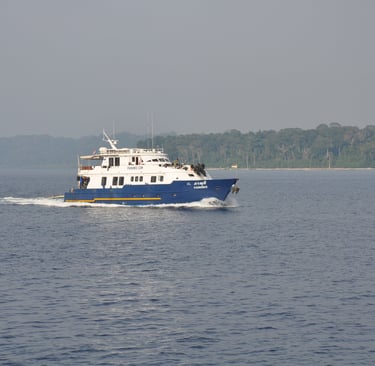 passing ferries on the way to Havelock Jetty, Havelock Island,  Andaman Islands