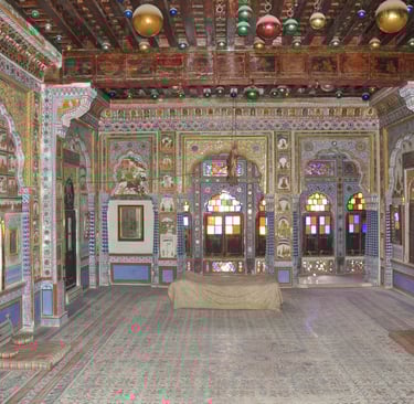 elaborately decorated rooms in the Mehrangarh fort, Jodhpur, Rajasthan, India