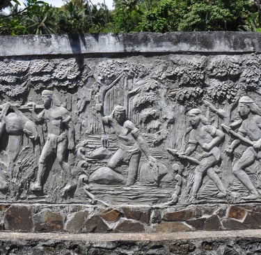 gravestones in a burial ground in sulawesi, Indonesia