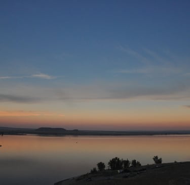 Boyson Reservoir, solar eclipse, Wyoming, America