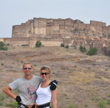 Zip wire or flying fox course at the Mehrangarh fort, Jodhpur, Rajasthan, India