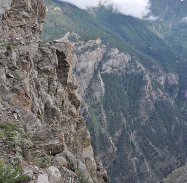 high mountain roads in kalpa, himachal pradesh, india