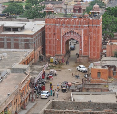 a view from a tall building in Jaipur, Rajasthan, India