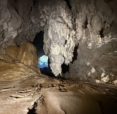 Massive stalagtites near Passchendaele and  great wall of Vietnam, son doong cave, vietnam
