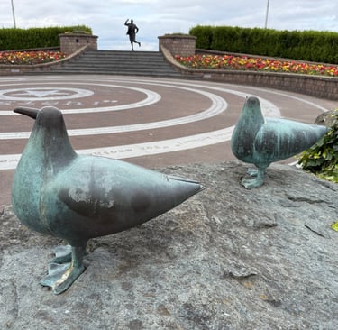 Bird sculptures in Morecambe, England