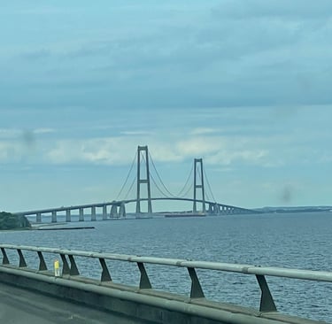 The great belt bridge icrossing the Great Belt strait between Danish islands of Zealand and Funen