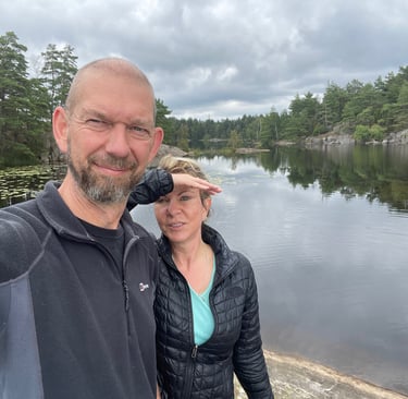 walking in the Swedish forest in Surte, Sweden