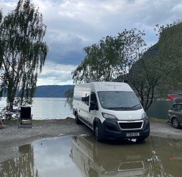 parked up at the side of Lærdalsfjorden for the night, Norway