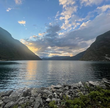 parked up at the side of Lærdalsfjorden for the night, Norway