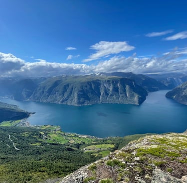 Aurlandsfjorden landscape and the mountains beyond, Norway