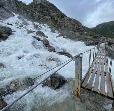 walking through the Folgefonna National Park and up to the Folgefonna glacier