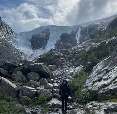 walking through the Folgefonna National Park and up to the Folgefonna glacier