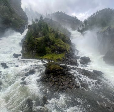 walking through the Folgefonna National Park and up to the Folgefonna glacier