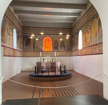inside the church at Jelling, Denmark
