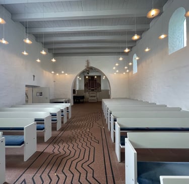 inside the church at Jelling, Denmark