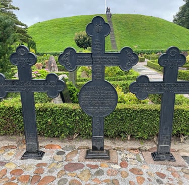 the gravestones in the church at Jelling, Denmark
