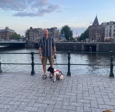 Nick Billington in Amsterdam city centre, Amsterdam, Netherlands
