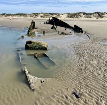 The wreck of the Claude London at Leffrinckoucke, France