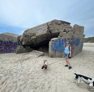German WW2 defences on the beach at Plage de Zuydcoote, France