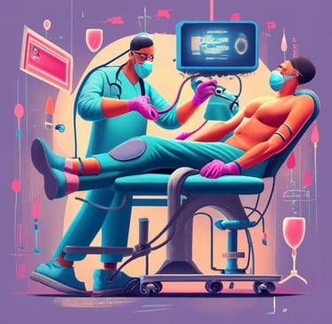 a doctor and patient in a hospital room