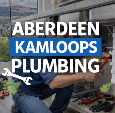 Professional plumber servicing Aberdeen Kamloops homes with mountain backdrop and modern plumbing.