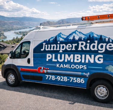 Juniper Ridge Plumbing van overlooking Kamloops, showcasing professional service, local reliability.