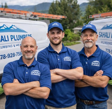 Professional Sahali Plumbers team stands confidently before branded vans.