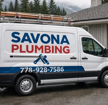 Professional Savona Plumbing van showcasing reliable residential service and contact information.
