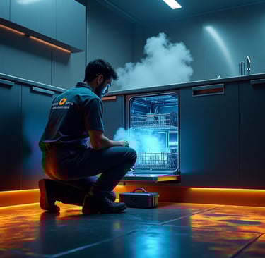 Fix Commercial Appliance technician repairs commercial dishwasher in Charlotte