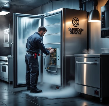 Fix Commercial Appliance technician repairs commercial fridge in Charlotte