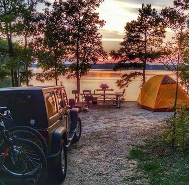 a tent pitched up in a campsite