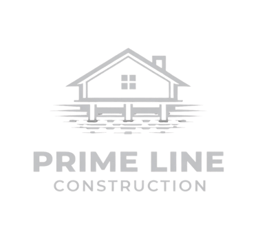 Prime Line Construction logo featuring a waterfront house on stilts over reflecting water.