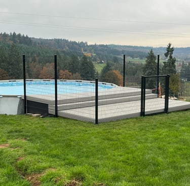 Deck and fence for pool