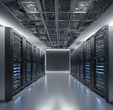 a long row of servers in a server room