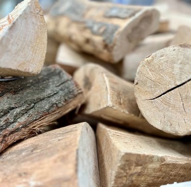 Close up of standard size kiln-dried logs