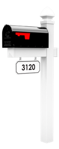 Black mailbox with vinyl post