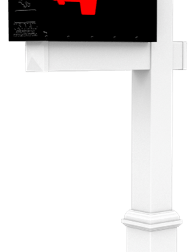 Black mailbox with vinyl post