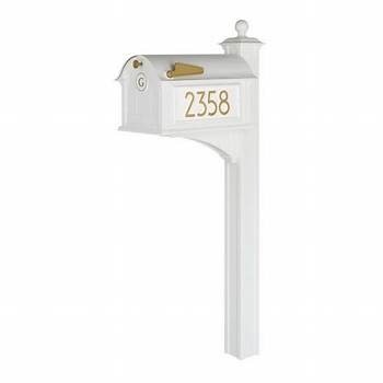 Whitehall white mailbox and post