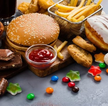 a image showing junk food causing cavities in children