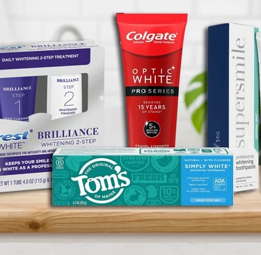 a image showing collection of whitening toothpaste 