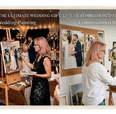 the best, ultimate wedding gift. live wedding painting, and artist painting a wedding in the studio