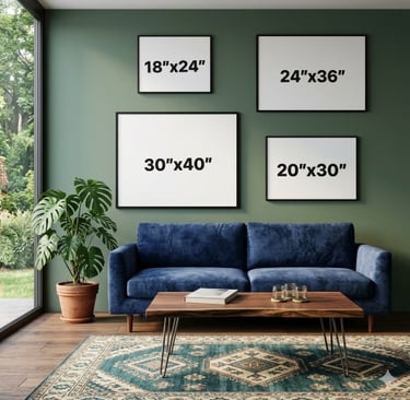 how to size or choose size your wedding painting to your wall space, picture ratio