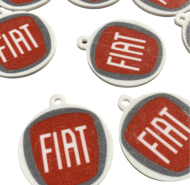 stampa 3d, logo fiat, fiat, portachiavi
