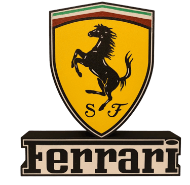 lampada led con logo ferrari, ferrari, stampa 3d