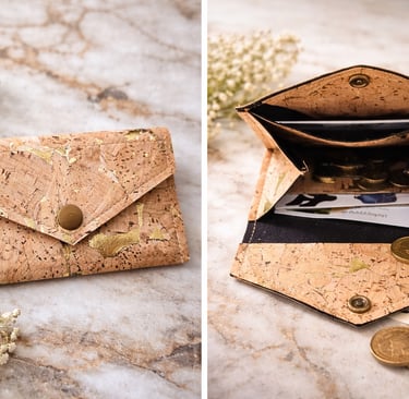 Kleine Geldbörse aus edlem Korkstoff, Korkleder