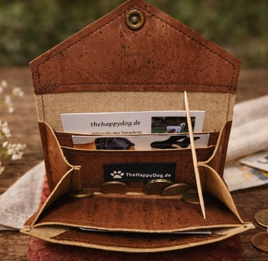 Kleine Geldbörse aus Korkstoff, Korkleder