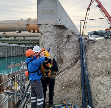 Unterwasserbetonage Berufstaucher Unterwasserbetonsohle