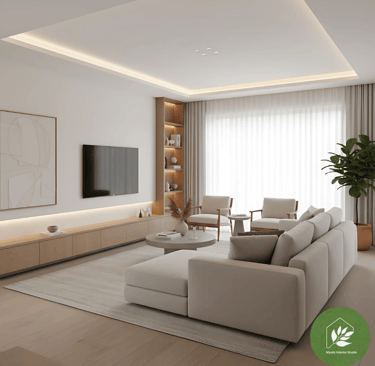 A stunning, modern living room designed by top-rated interior designers in Thane.