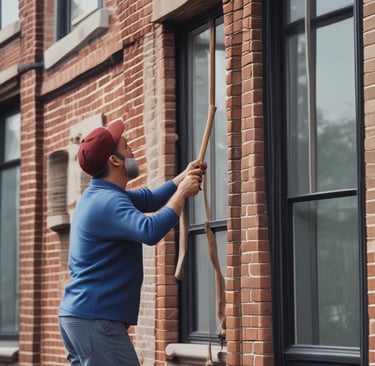 man in black jacket and black pants jumping on window during daytime